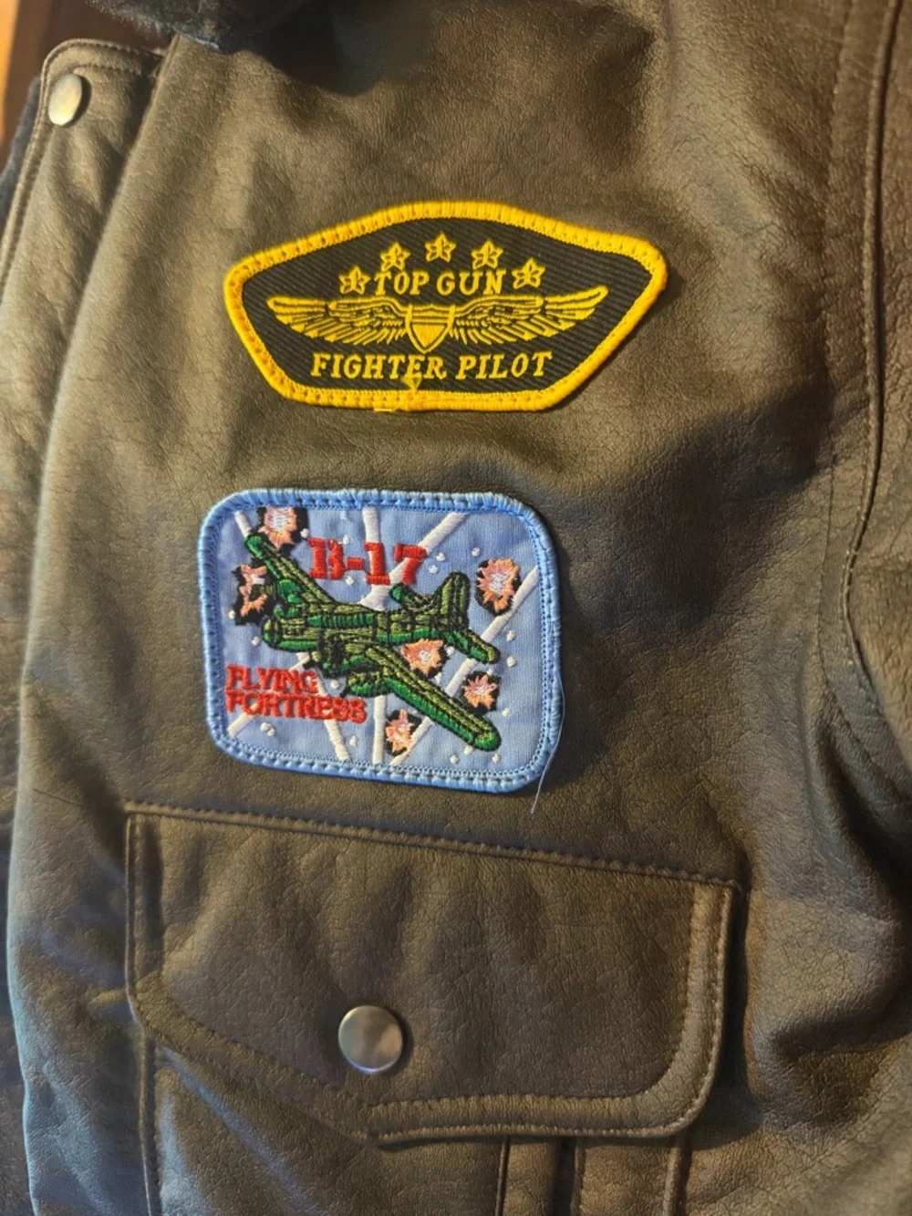 Boys Brown Bomber Jacket with Patch Details